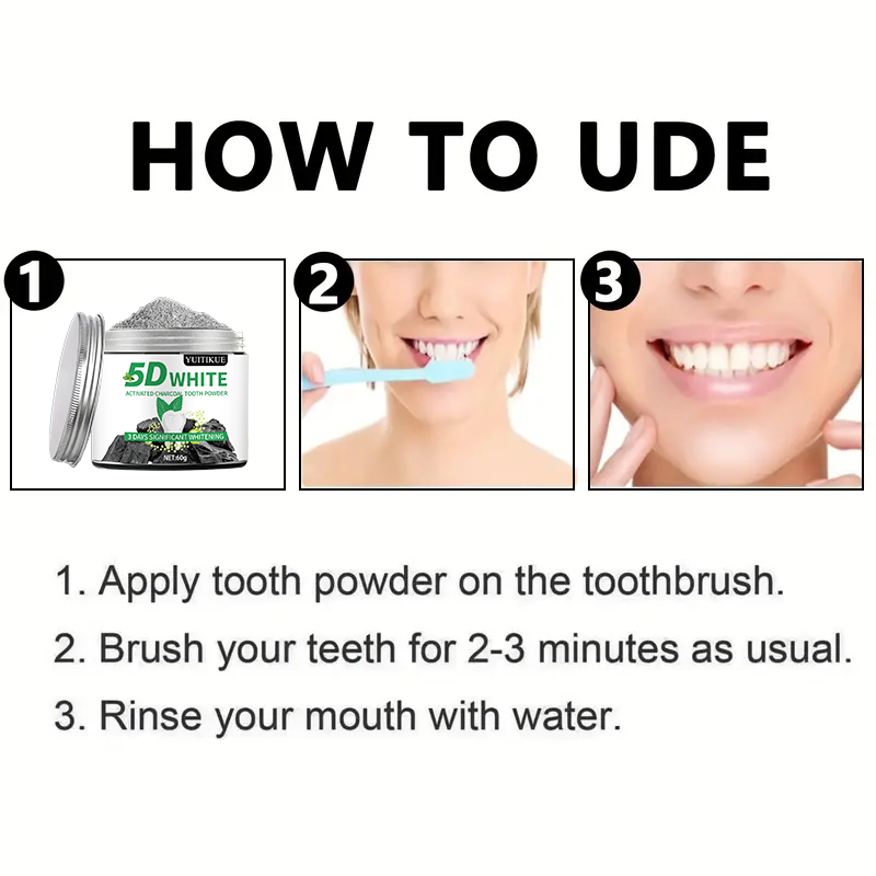 YUlTlKUE 5D White Activated ch - Activated Charcoal Powder ulasan dan harga