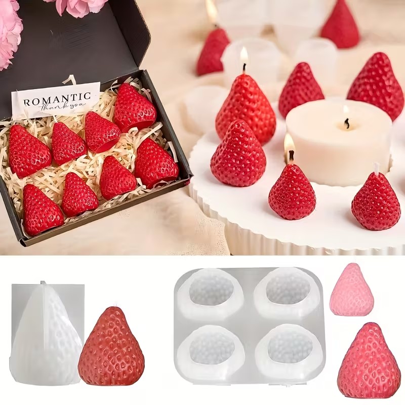 Strawberry Silicone Candle Mol - Soap Making Equipment ulasan dan harga