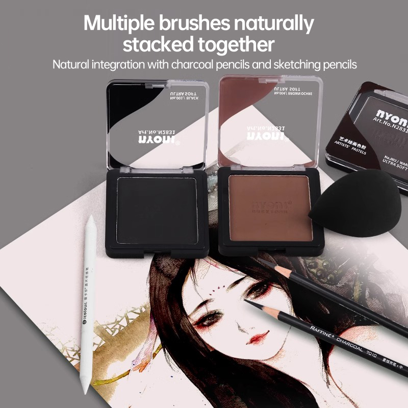 NYONI 6Colors DRY WET Sketch T - Activated Charcoal Powder ulasan dan harga