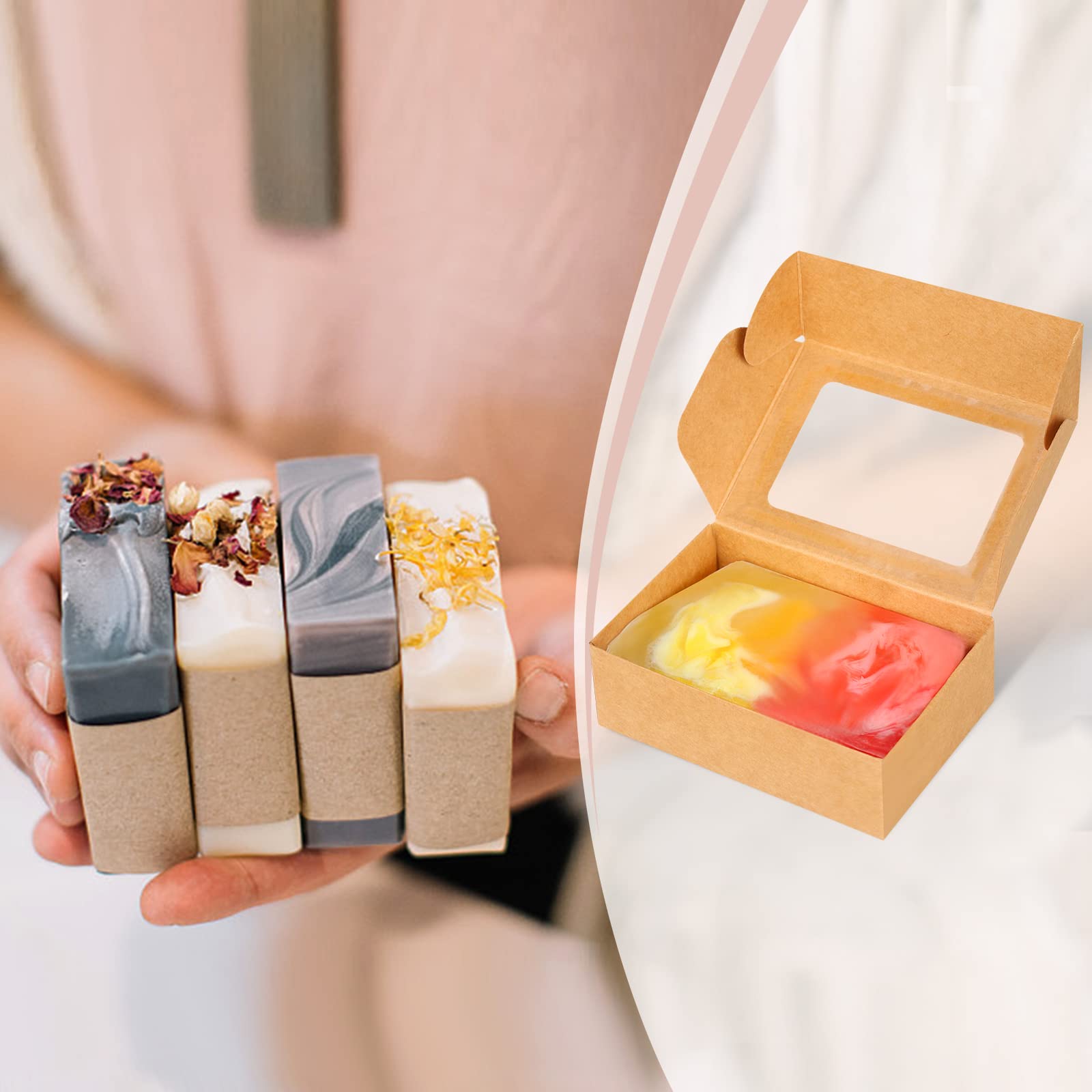 50Pcs Mini Kraft Paper Box wit - Kraft Soap Label ulasan dan harga